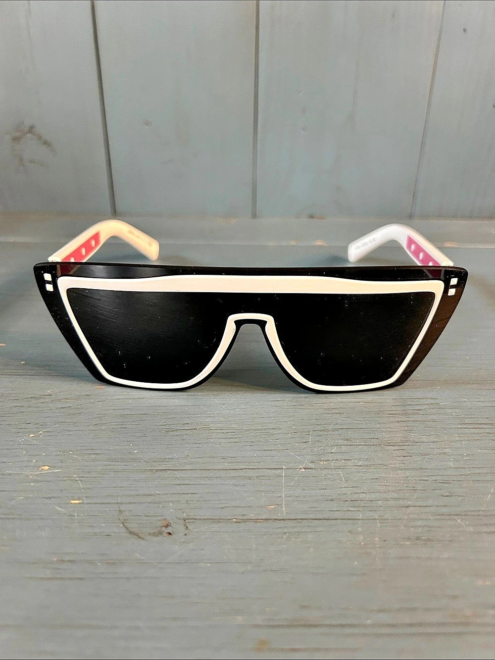 Authentic Valentino Geometric Black, White & Pink Sunglasses with Case